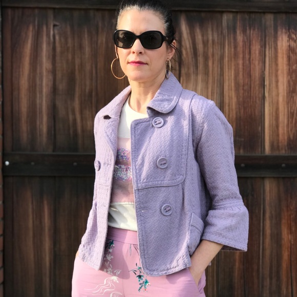 Sashimi Jackets & Blazers - SASHIMI Lilac Bell Sleeve Cotton Jacket Small